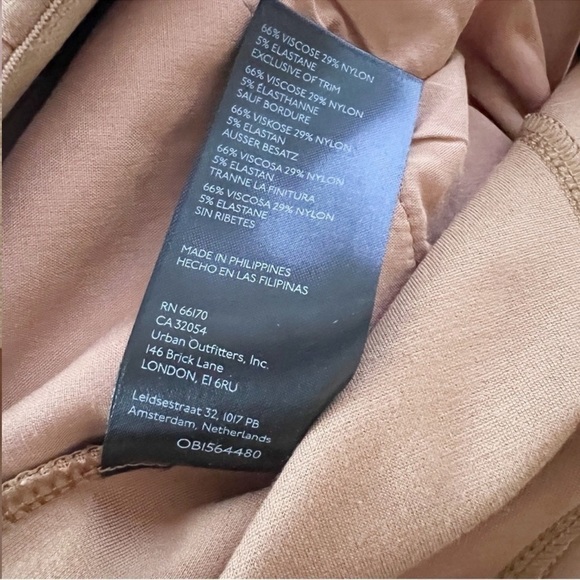 Anthropologie Maeve Tan Slim Fit Ponte Pants Elastic Waist Size XS Back Slit - Picture 7 of 7